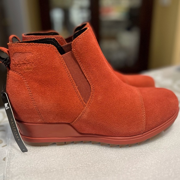 SOREL Women’s Evie Pull-On Suede Bootie. Warp Red. Size 9 M US.Brand New - Picture 3 of 16